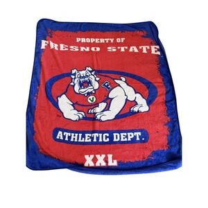 Fresno State Bulldogs Athletic Dept Fleece Throw Blanket 48x60 Red Blue NCAA Fan